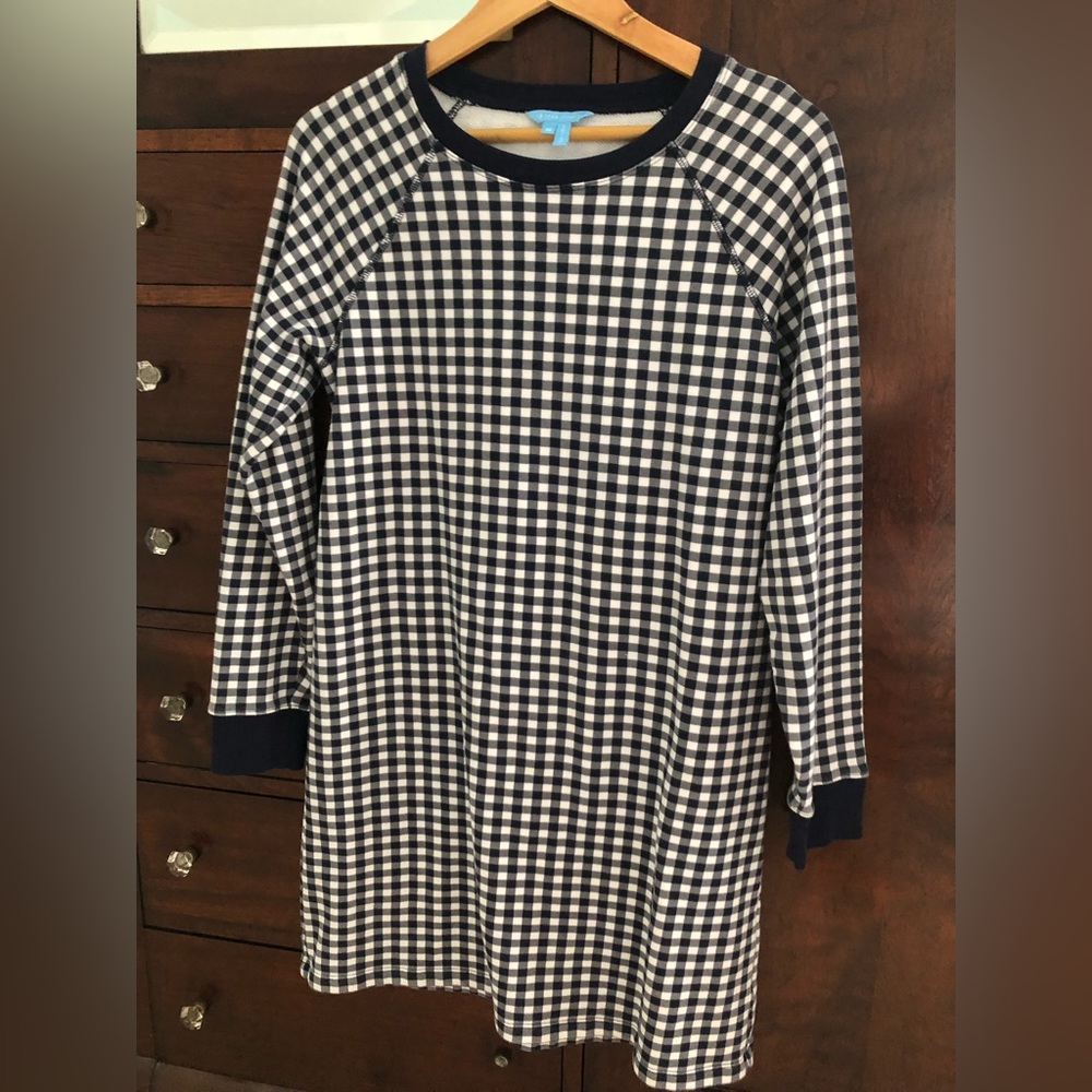 Draper James Navy Gingham Sweatshirt Dress